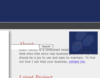 screen capture of a layout problem in Safari