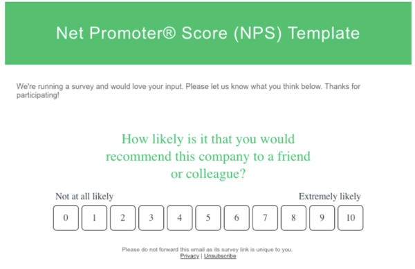 Net Promoter survey from SurveyMonkey